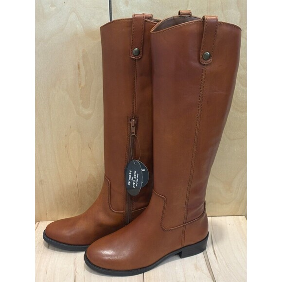 INC International Concepts Womens Fawne Leather Zip Up Riding Boots Cognac 5.5M - Picture 4 of 7